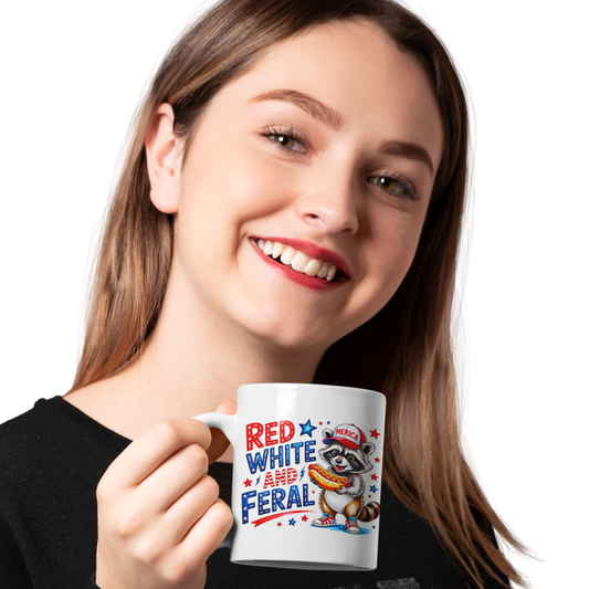 4Th of July Feral Raccoon Mug