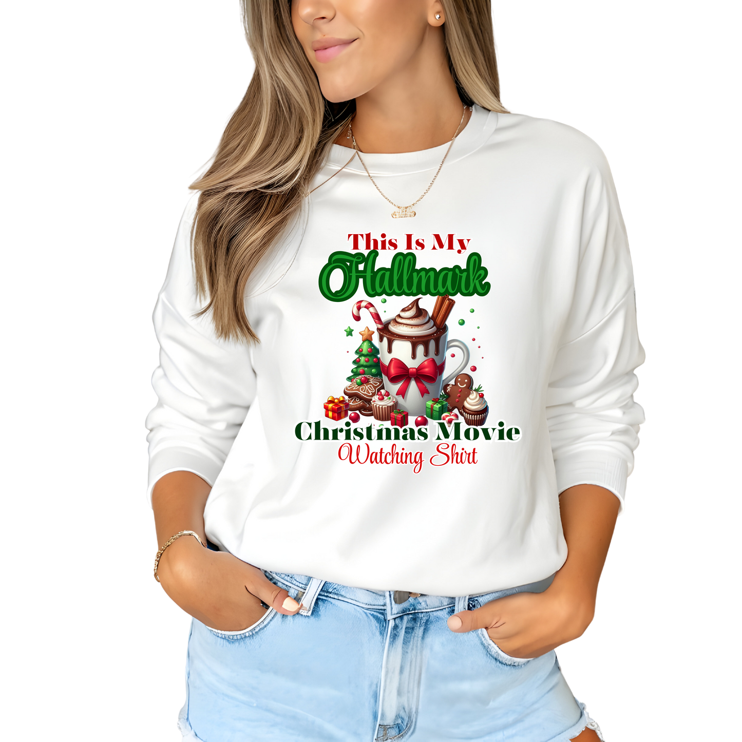 Hallmark Christmas Movie Watching Crewneck Pullover Sweatshirt