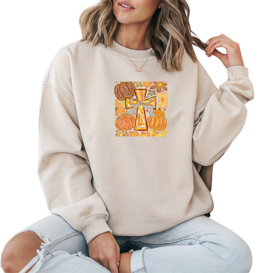 Brushstroke Autumn Christian Crewneck Pullover Sweatshirt