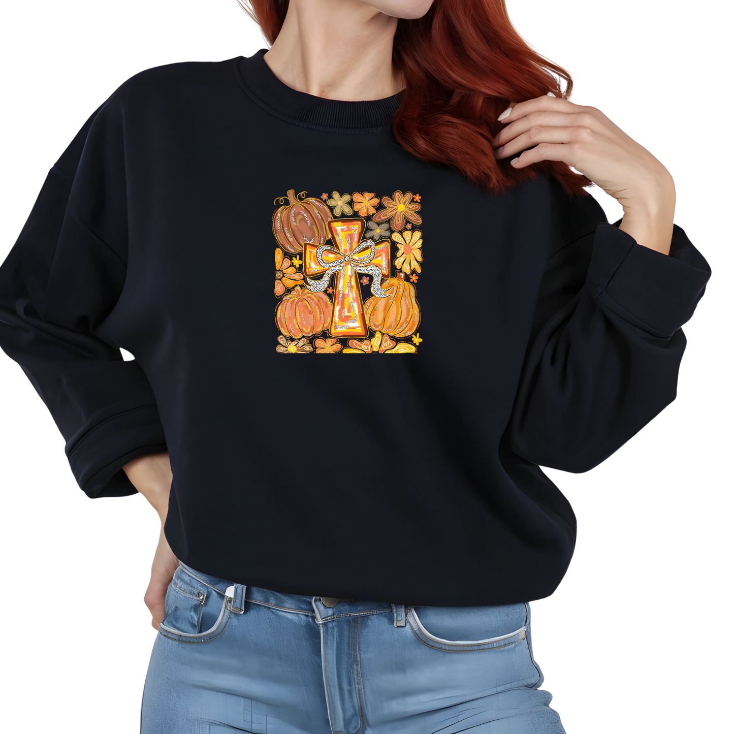 Brushstroke Autumn Christian Crewneck Pullover Sweatshirt