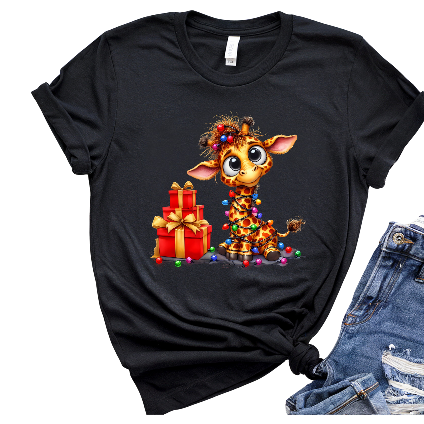Wrapped in Joy Giraffe Christmas T-Shirt