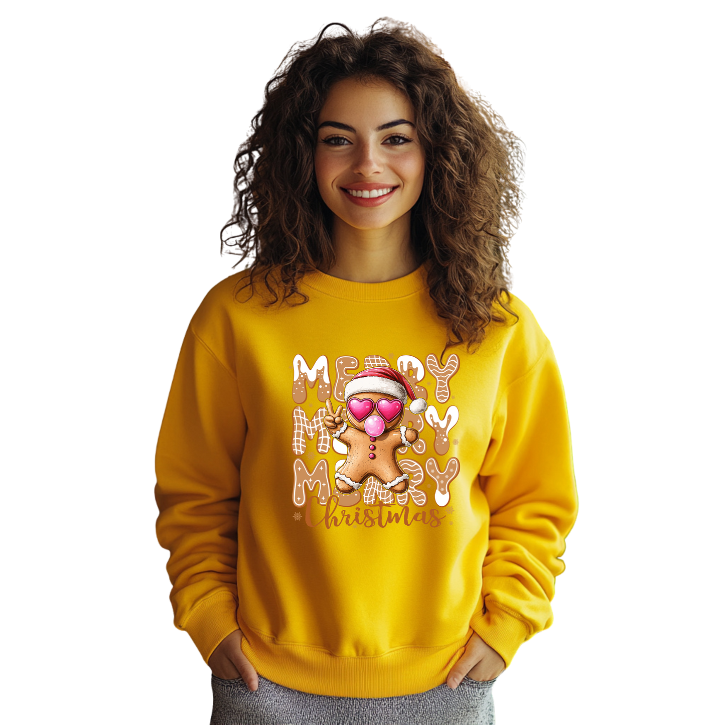 Gingerbread merry Christmas Crewneck Pullover Sweatshirt
