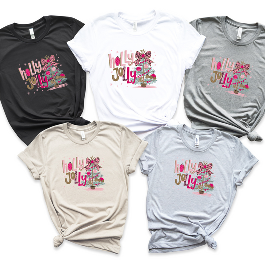 Holly Jolly Leopard Tree Pink, Playful & Ready to Sleigh T-Shirt