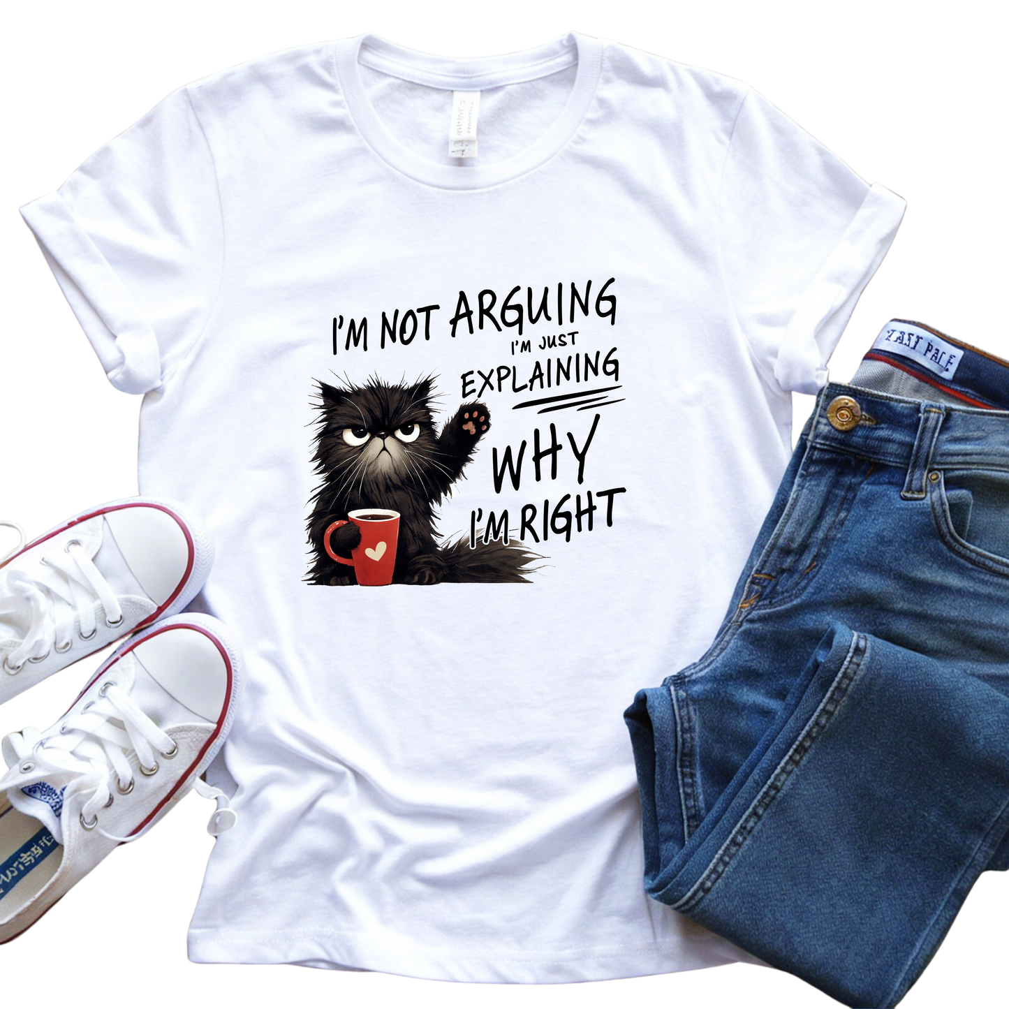 Not Arguing Cat T- Shirt Just Explaining Why I'm Right