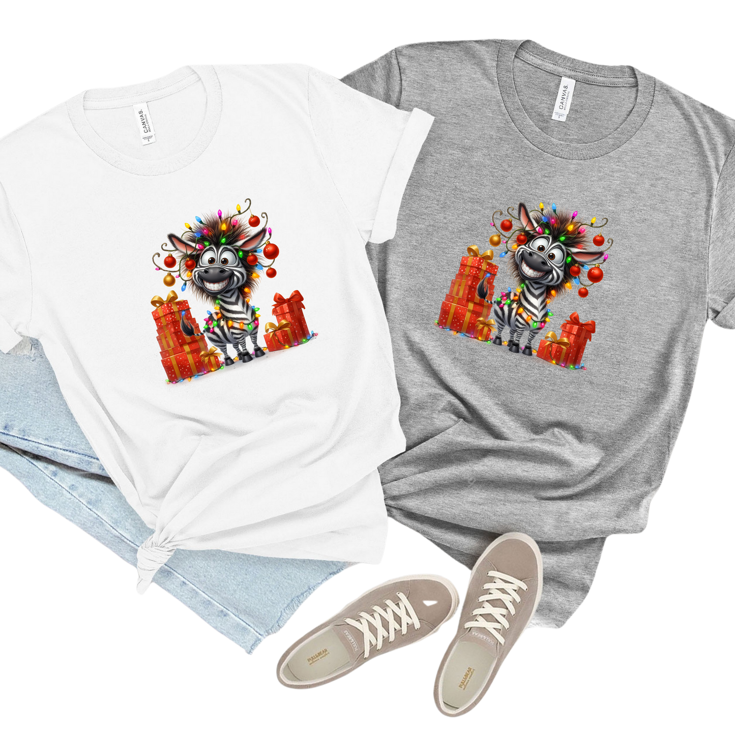 Zebra in the Lights Christmas T-Shirt
