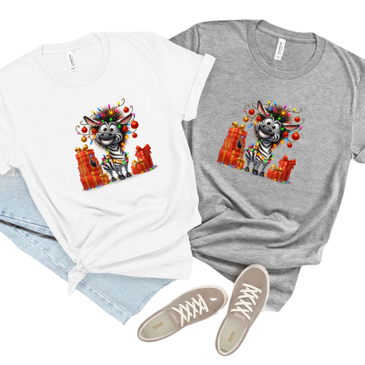 Zebra in the Lights Christmas T-Shirt