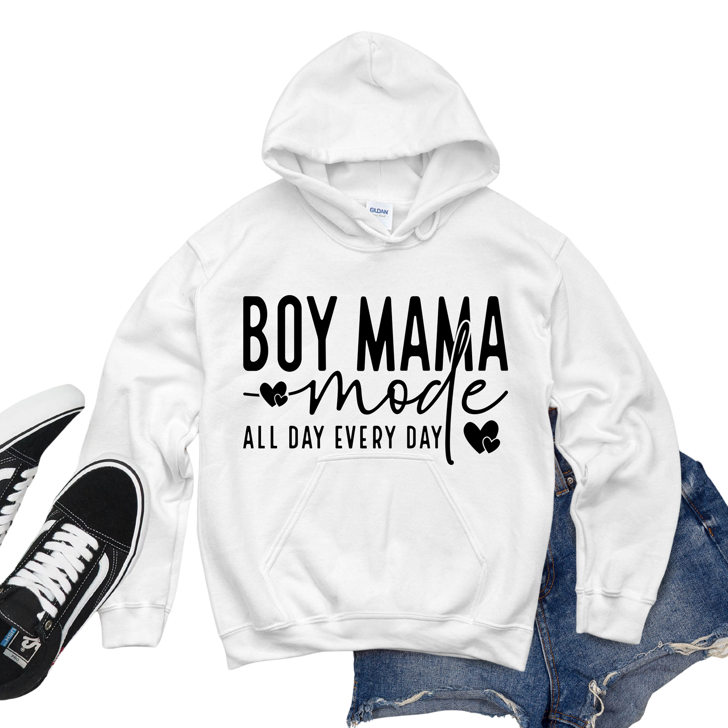 Boy Mama Mode All Day Every Day Love Pullover Hoodie