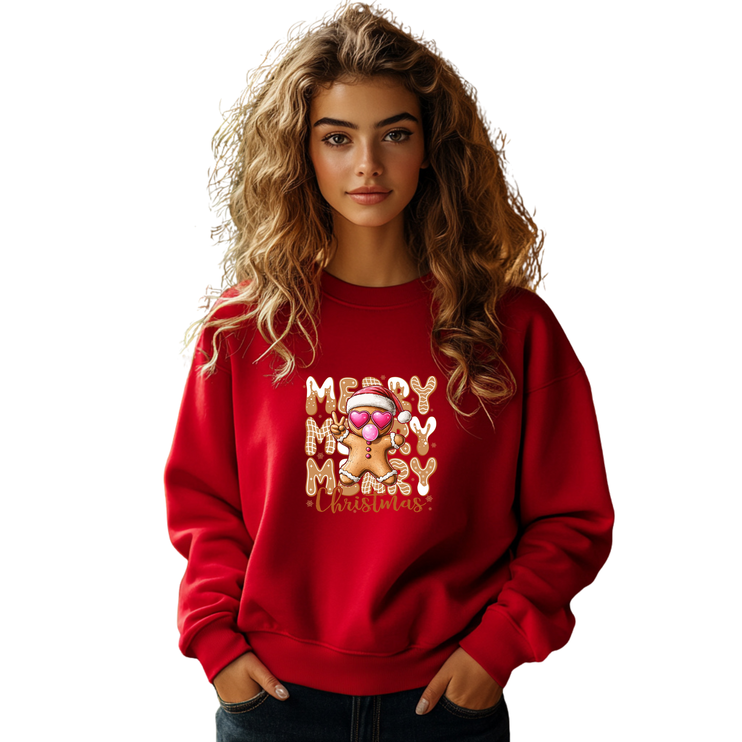 Gingerbread merry Christmas Crewneck Pullover Sweatshirt