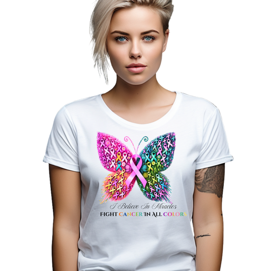 Colorful Breast Cancer Awareness Butterfly T-Shirt