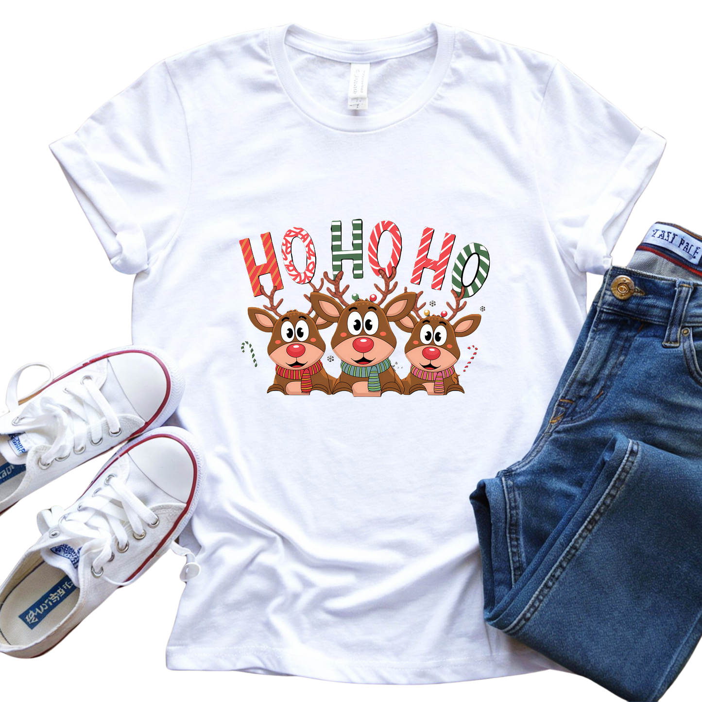 HO HO HO Reindeer Trio T-Shirt Holiday Cheer in Style