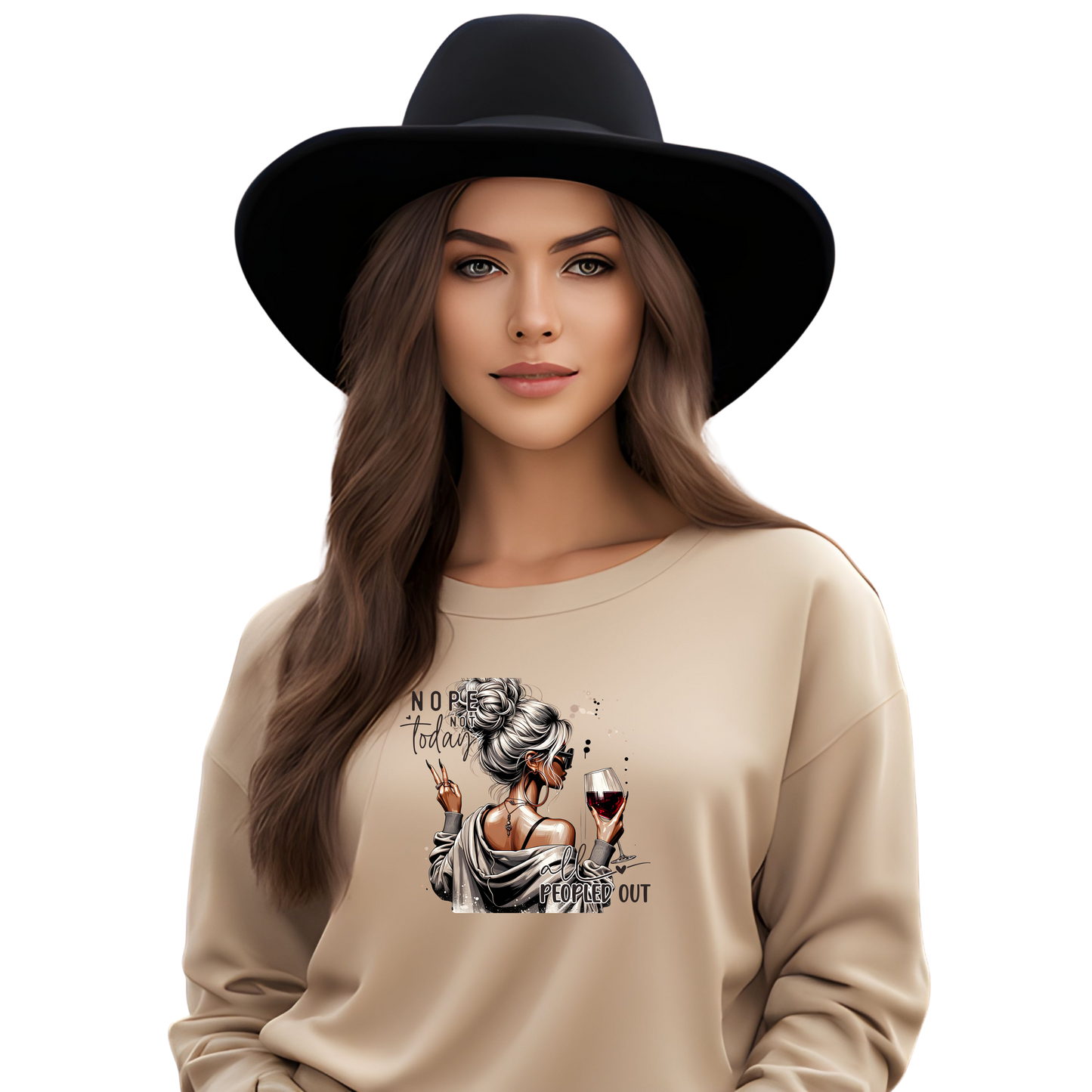 All Peopled Out Nope, Not Today Vibes Crewneck Pullover Sweatshirt