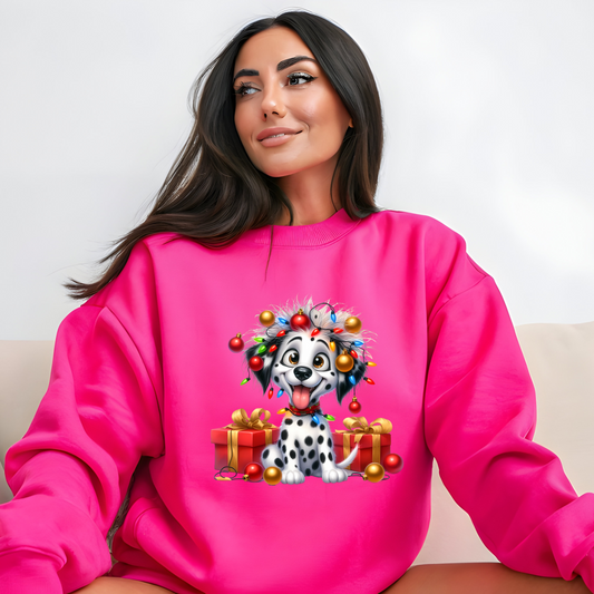 Spotted & Festive Dalmatian Crewneck Pullover Sweatshirt