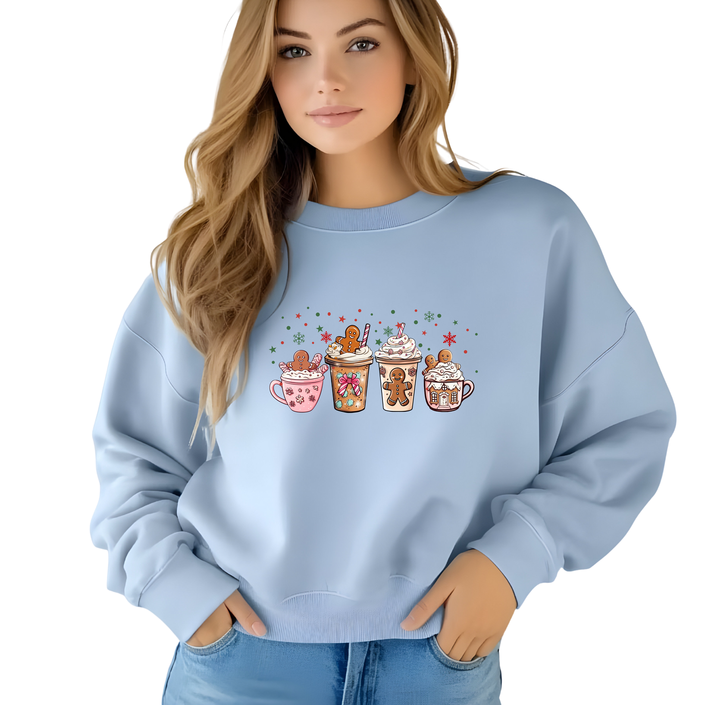 Gingerbread Cocoa Crew Sips Cozy Cozy Vibe Crewneck Pullover Sweatshirt