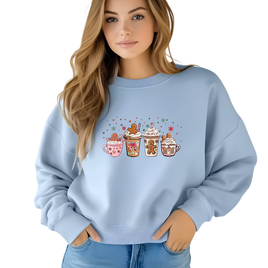 Gingerbread Cocoa Crew Sips Cozy Cozy Vibe Crewneck Pullover Sweatshirt