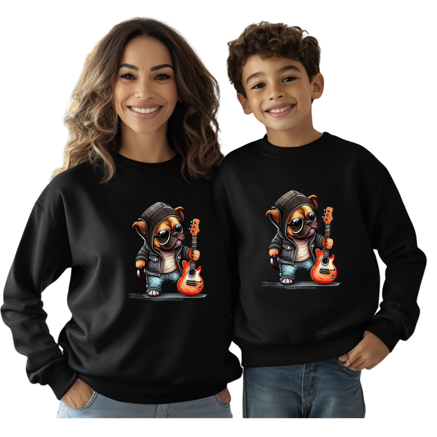 Pug Rollto Rockstar Crewneck Pullover Sweatshirt