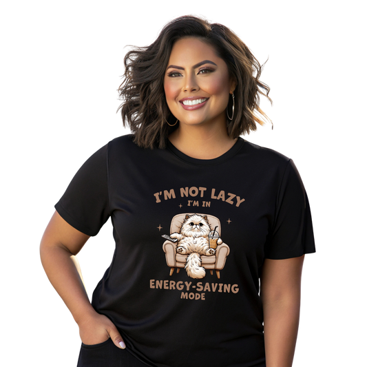 I’m Not Lazy  Energy Saving Mode Cat Shirt Funny Lazy Cat T-Shirt