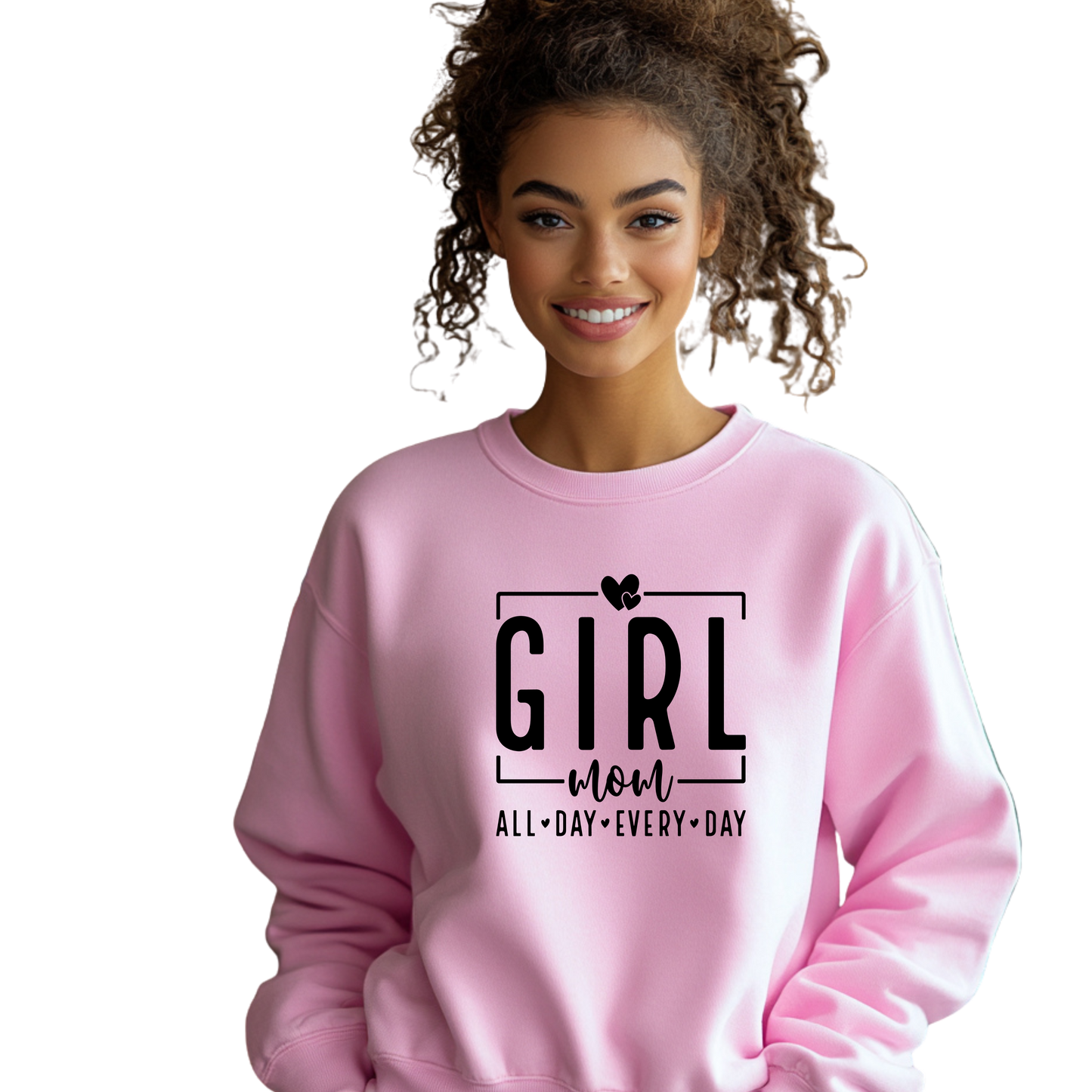Girl Mom Crewneck Pullover Sweatshirt