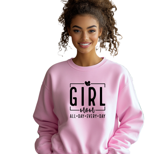 Girl Mom Crewneck Pullover Sweatshirt