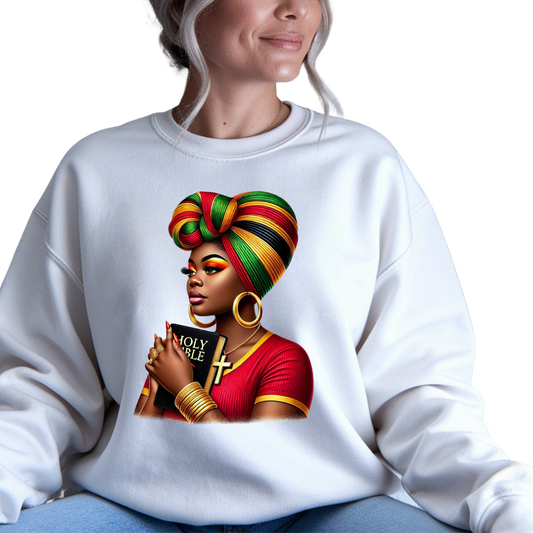 Faith  Crown Afrocentric Crewneck Pullover Sweatshirt.