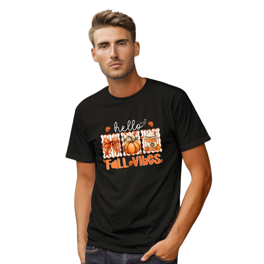Hello Fall Vibes Autumn Graphic Unisex T-Shirt