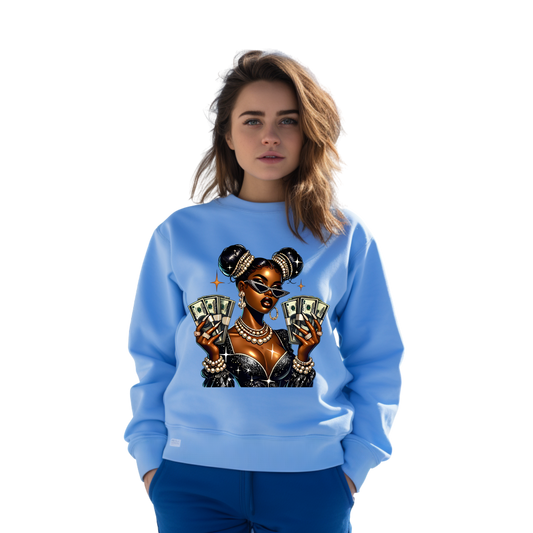 Black History Money Moves Boss Babe Graphic Girl Crewneck Pullover Sweatshirt