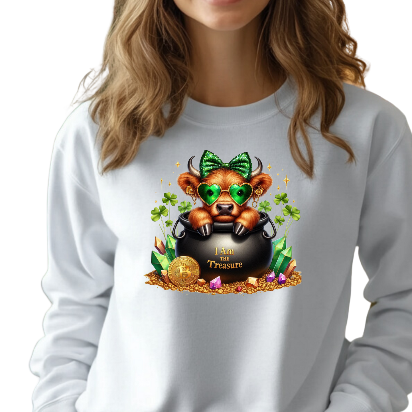 Highland St. Patrick Lucky Treasure Cow You Are the Gold Unisex Crewneck Pullover Sweatshirt