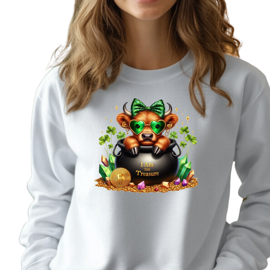 Highland St. Patrick Lucky Treasure Cow You Are the Gold Unisex Crewneck Pullover Sweatshirt