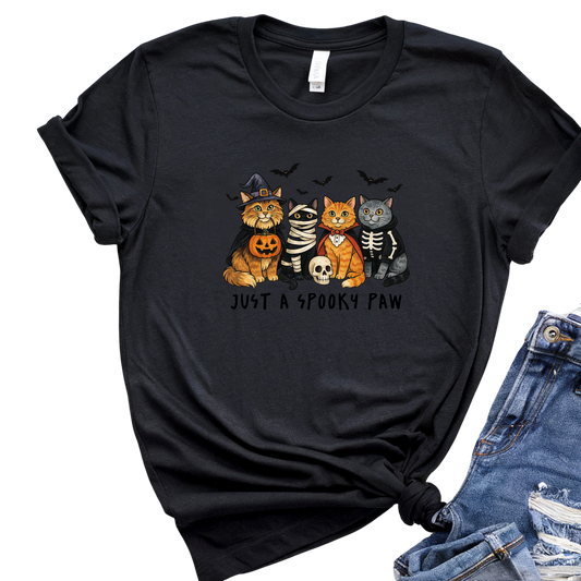 Just a Spooky Paw Halloween Cat Lover Unisex T-Shirt