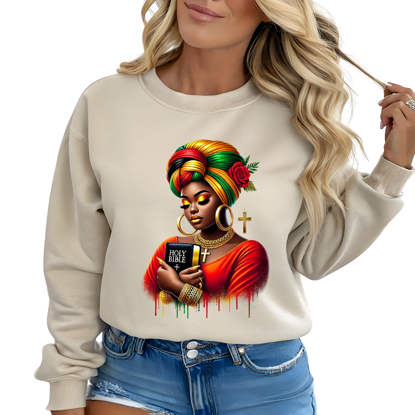 Grace Glory Black History Month Afrocentric Crewneck Pullover Sweatshirt