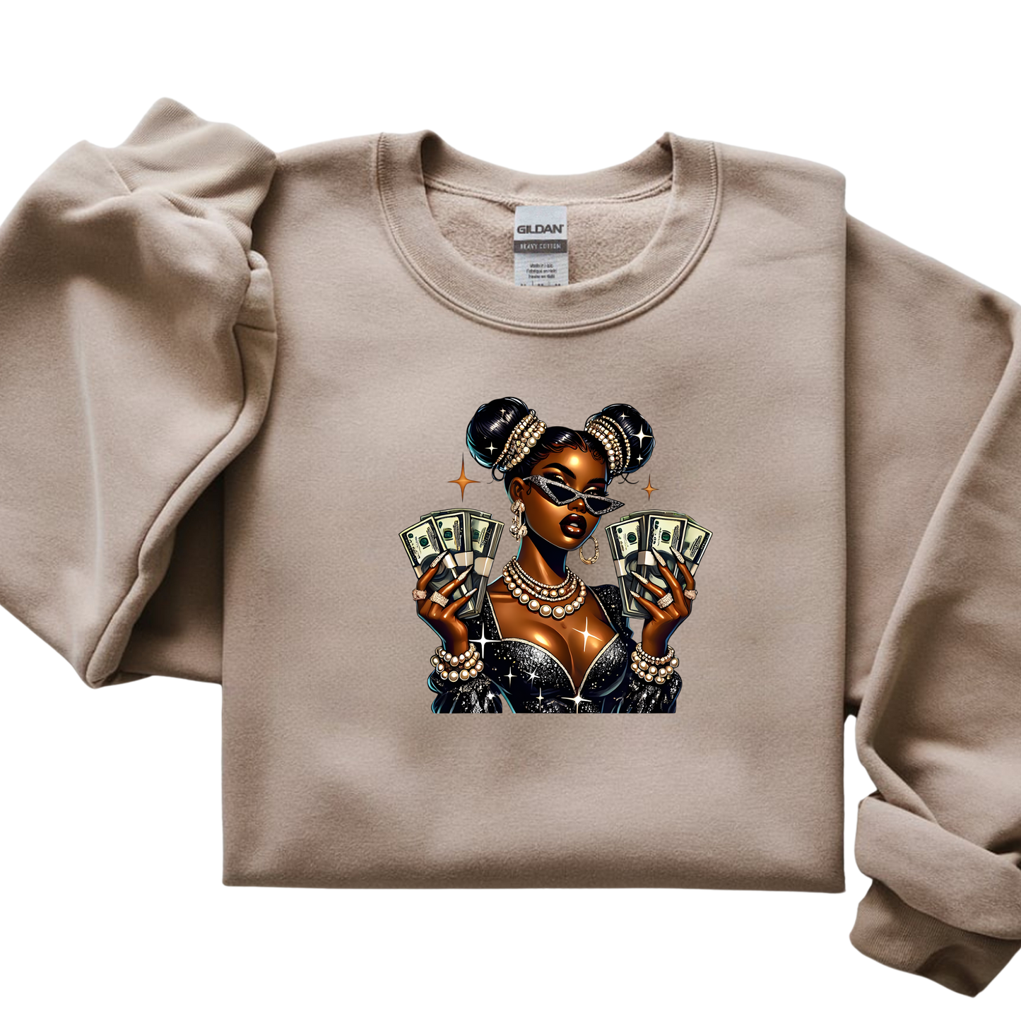 Black History Money Moves Boss Babe Graphic Girl Crewneck Pullover Sweatshirt