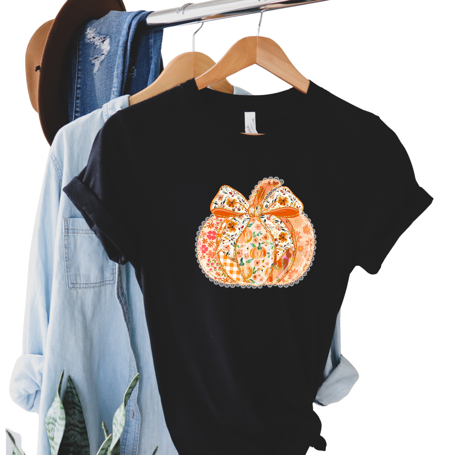 Patchwork Pumpkin Bow T-Shirt