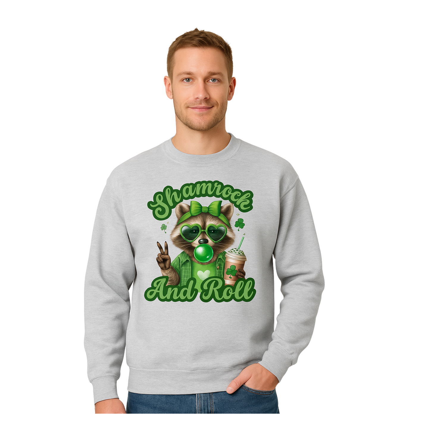 St. Patrick's Day Sham Rock And Roll Unisex Crewneck Pullover Sweatshirt